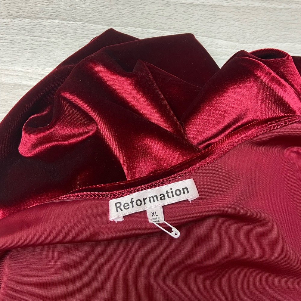 Reformation Merel Chianti Velvet Dress Stretch Size XL - Picture 10 of 13